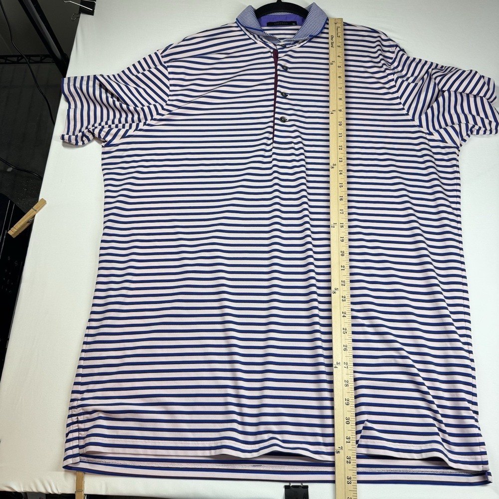 Greyson Polo Shirt Sz XL Golf Performance Knit Collar Pink Blue Striped Stretch - Picture 10 of 13